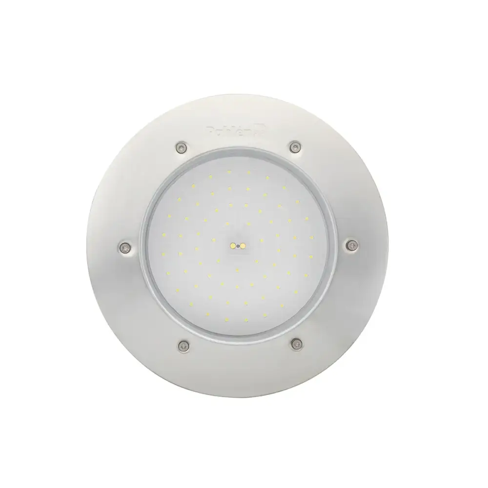 Vit LED poolbelysning Pahlen Marine i syrafast stål, rund med gula LED:er